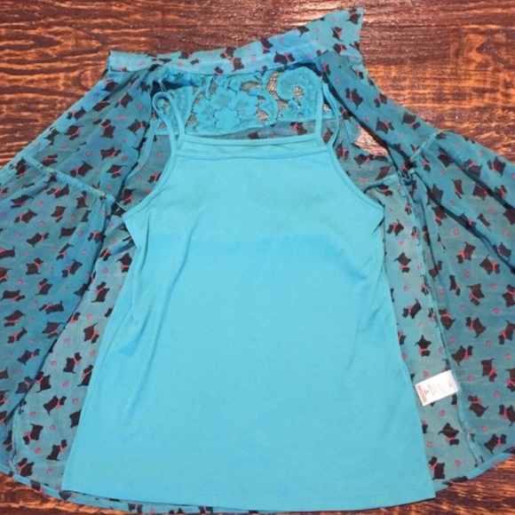 Size Medium Sleeveless Top with Attached Camisole and Scottie Dogs and Leggings - Picture 2 of 5